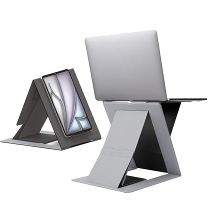MOFT Folding Laptop Stand Lap Desk, Portable & Mini Computer Stand Laptop Desk for Travel and Home Office, Ergonomic Design with Adjustable Viewing Angles, Lightweight Computer Cooling Riser, Gray - color: Gray