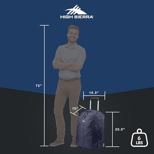 High Sierra Powerglide Pro Wheeled Backpack, Rolling Laptop Bag for Travel, Fits most 15.6” Laptops, 40L, Indigo Blue - color: Indigo Blue