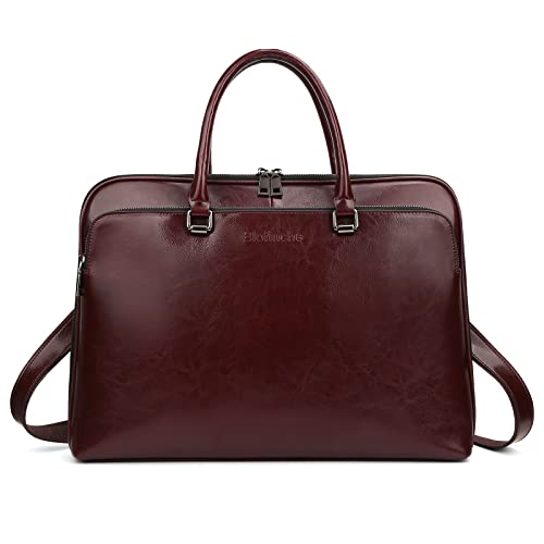 Blofinche Laptop Messenger shoulder bag: Genuine Leather work Briefcase 13.3 15.6 inch designer Satchel handbag - color: Coffee, size: 15.6 inch