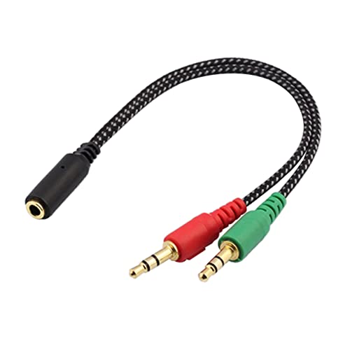 Homoyoyo Female to Dual Male Headset Splitter Cable Adapter for Laptop Stereo Audio Microphone Connection Earphones Converter for Mobile Devices