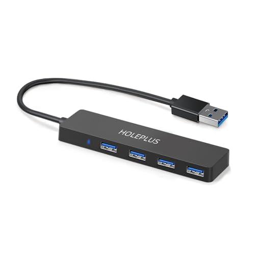 4-Port USB 3.0 Hub, Ultra-Slim Data USB Hub, for MacBook, Mac Pro, Mac mini, iMac, Surface Pro, XPS, PC, Flash Drive, Mobile HDD (U1 0.59ft)