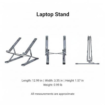 Laptop Stand, Adjustable Aluminum Notebook Riser with 360-Degree Rotation, Foldable Portable Computer Holder for Desk