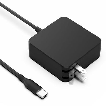 65W USB C Laptop Charger for Home Office Travel, PD Adapter with Foldable Plug & Lengthened Cable, Type C Fast Charger Compatible with MacBook, Dell XPS, Lenovo ThinkPad, HP, Huawei MateBook and More
