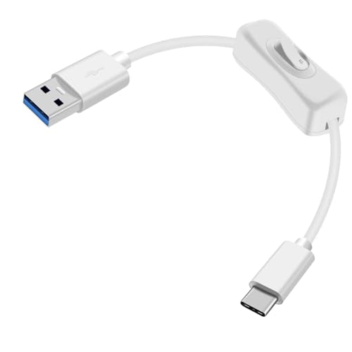 USB C to USB Cable with Switch Type C Charging Cable with Switch Supports 5Gbps Data and Power Supply, for Laptops, PC, Phone, Car (White, 0.3m/1FT) - color: White, size: 0.3m/1FT