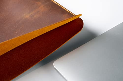Leather Laptop Sleeve, Handmade Slim Case for MacBook Air 13" (M2) 2024, (M3) 2024 & 15 inch (M3) 2026 - color: Camel, size: 13"