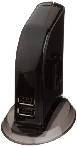 Amazon Basics 7-Port USB 2.0 Hub Tower for Laptop and PC, USB Splitter with 5V/4A Power Adapter, 2 Fast Charging Ports, Plug and Play, Black