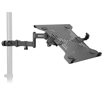 Mount-It! Laptop Pole Mount Tray | Full Motion Laptop Mount Fits Up to 15.6 Laptops | Universal Adjustable Steel Notebook Stand for Add On to Monitor Mounts