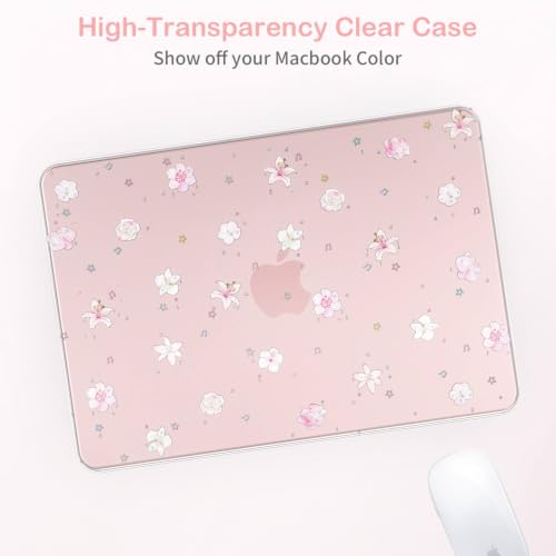 Feams for MacBook Neo 13 Inch Case 2026 A3404, Stylish Protective Clear Case Hard Shell Transparent Cover for MacBook Neo 13 Inch 2026 (A18 Pro Chip) with Keyboard Cover, White Flowers - color: White Flowers