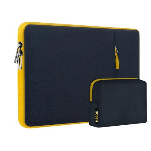Hseok Laptop Case 13.3 14 inch Sleeve with Additional Case Compatible with MacBook Pro/Neo 14 inch M5/M4/M3/M2/M1 All Model of 13.3 Inch Mac Air/Pro, XPS 13 14 and More 13.3"-14" Notebooks,Bk-Yellow - color: Black-yellow