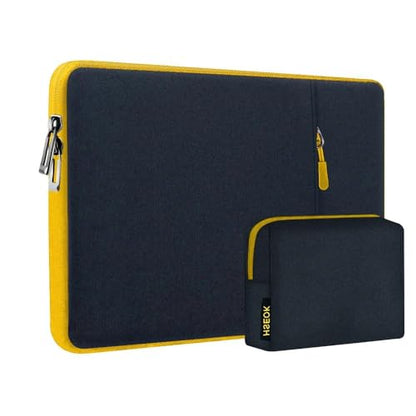 Hseok Laptop Case 13.3 14 inch Sleeve with Additional Case Compatible with MacBook Pro/Neo 14 inch M5/M4/M3/M2/M1 All Model of 13.3 Inch Mac Air/Pro, XPS 13 14 and More 13.3"-14" Notebooks,Bk-Yellow - color: Black-yellow