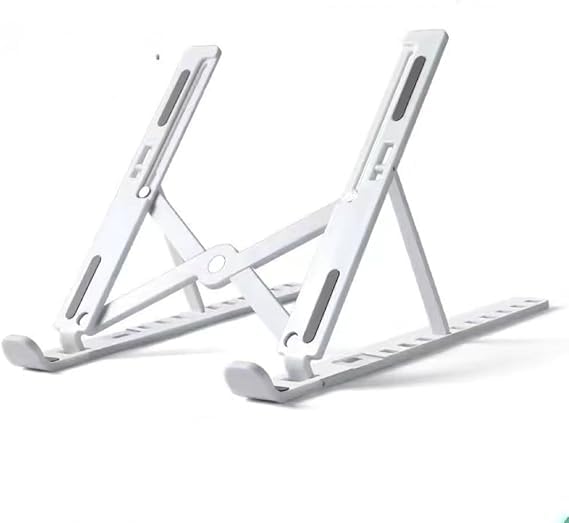 Adjustable Foldable Laptop Stand,Portable ABS Silicone Riser with Multi-Angle Adjustment for Laptops & Tablets(White)