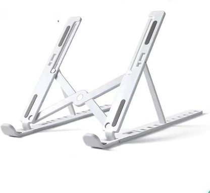 Adjustable Foldable Laptop Stand,Portable ABS Silicone Riser with Multi-Angle Adjustment for Laptops & Tablets(White)