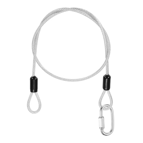 PATIKIL Security Cable Lock (1/8" Dia 1.6ft, Clear) Vinyl Coated 304 Stainless Steel Double Loop Flexible Wire Rope Safety Cable with Quick Links Locking Connectors - color: Clear, size: 1/8" x 1.6ft