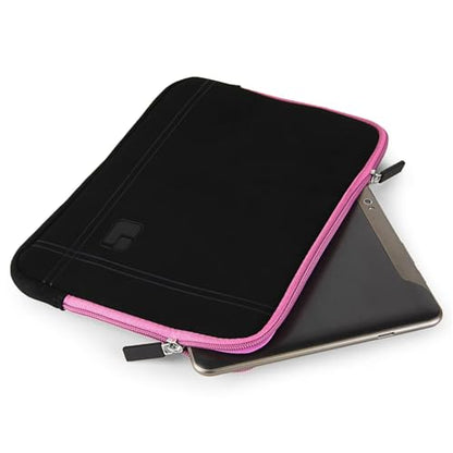 Neoprene Laptop Sleeve for 13 13.3 Inch Laptops Tablets with Padded Lining, Shock Resistant Unisex Laptop Bag for Office, Commute, Travel - color: Black / Pink