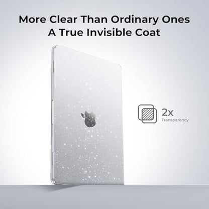 EooCoo Compatible with MacBook Air 13 inch Case M5 2026-2022 M4 M3 M2 A3449 A3240 A3113 A2681, Fit Like a Glove, Scratch Resistant Protective Hard Shell Cover for Mac Air 13.6", Sparkly Clear - color: Sparkly Clear, size: MacBook Air 13.6 inch