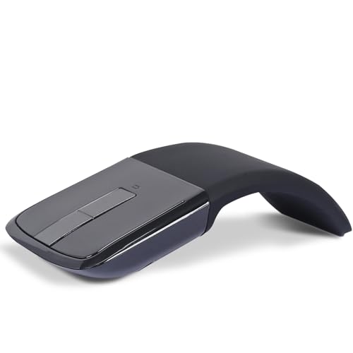 Bluetooth Arc Mouse Foldable Slim and Portable Mini Wireless Computer Travel Mouse Folding Optical Touch Mice for Laptop Tablet - Black - color: Bluetooth-Black