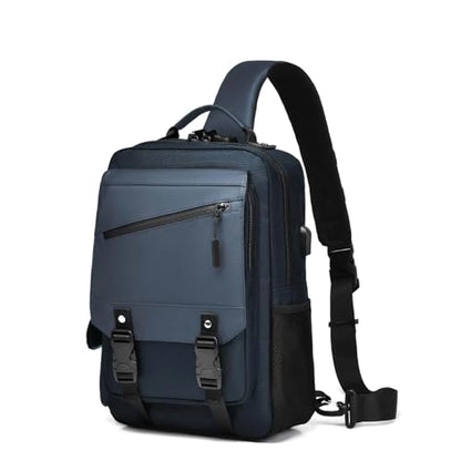 Sling Bag Large Capacity: Crossbody Bag for Men Fits 15.6 Inch Laptop A4 Files with Anti Theft USB Port - color: 39-dark Blue
