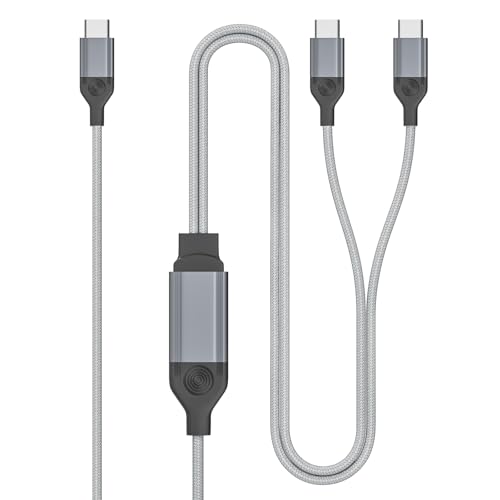 TIPSEAN 2-in-1 USB C to USB C Cable 140W Max, Fast Charging Cable for iPhone 16 Pro Max/MacBook Pro/Samsung, Dual Type-C Charging Cord, Braided & Durable, 4Ft (Gray) - color: Gray