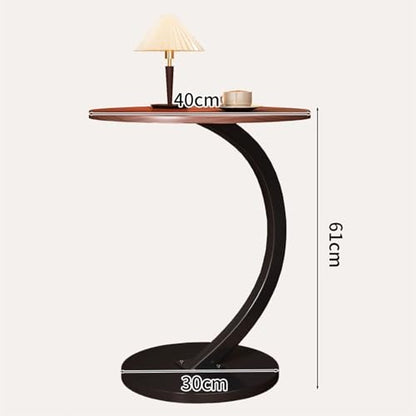 Round Side Tables Living Room Wood Carbon Steel Engineering Structure Sofa Side Table Space-Saving Side Tables Bedroom for Living Room Bedroom(White) - color: White