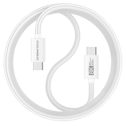 ZeroneTeck USB4 40Gbps Cable 3.3FT, Thunderbolt 4/3 Compatible, 8K Dual 4K Display, 240W PD Fast Charging USB C Woven Cord for iPhone 17/16/15 MacBook Apple Devices - size: 3.3FT