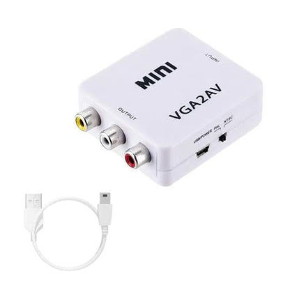 VGA to AV Converter, VGA to RCA Composite Video Audio Adapter with USB Power Cable,1080p,PAL/NTSC Switchable, for PC/Laptop/DVD/Projector to Old TV/Monitor/Display