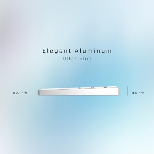 Bluetooth Slim Keyboard for Mac, Aluminum Rechargeable Keyboard Wireless, Low-Profile Silent Flat Key Compatible with Apple iMac, MacBook, Mac and iOS, Full Size - Silver White - color: Silver white