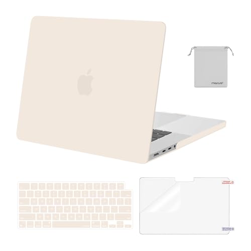 MOSISO Compatible with MacBook Pro 16 inch Case M5 M4 M3 M2 M1 2026-2021 | A3429 A3428 A3403 A3186 A2991 A2780 A2485, Protective Hard Shell Case&Keyboard Cover&Screen Film&Pouch, Beige - color: Beige