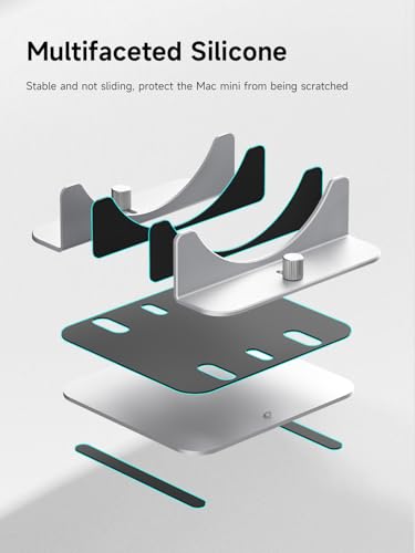 Hagibis Vertical Stand for Mac mini M4, Aluminum Alloy Laptop Stand Anti-Slip Computer Holder Desktop Stand Compatible with M4 Chip Mac mini Pro