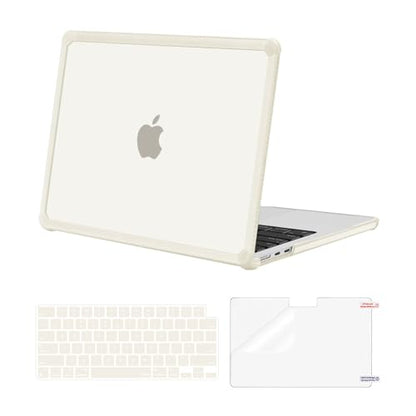 MOSISO Compatible with MacBook Air 13 inch Case M5 2026 M4 M3 M2 2025-2022 | A3449 A3240 A3113 A2681, 3 in 1 Kit Crack-Resistant Heavy Duty Protective Hard Shell Case Cover with TPU Bumper, Beige - color: Beige