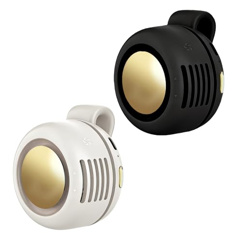 Portable Clip-On Fan, Mini USB Rechargeable 360° Rotatable Fan, Personal Fan 3-Speed Silent Mini Bladeless Fans (2 pack(Black and White)) - color: 2 pack(Black and White)