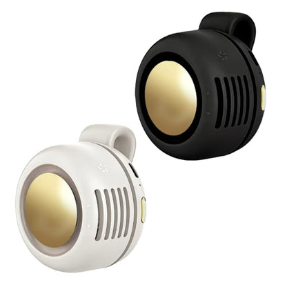 Portable Clip-On Fan, Mini USB Rechargeable 360° Rotatable Fan, Personal Fan 3-Speed Silent Mini Bladeless Fans (2 pack(Black and White)) - color: 2 pack(Black and White)