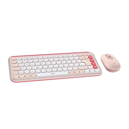Logitech POP ICON Combo Wireless Bluetooth Keyboard and Mouse - Rose | Comfortable typing, programmable keys and buttons, quiet clicks, easy-switch up to 3 devices - color: Rose, style: Combo