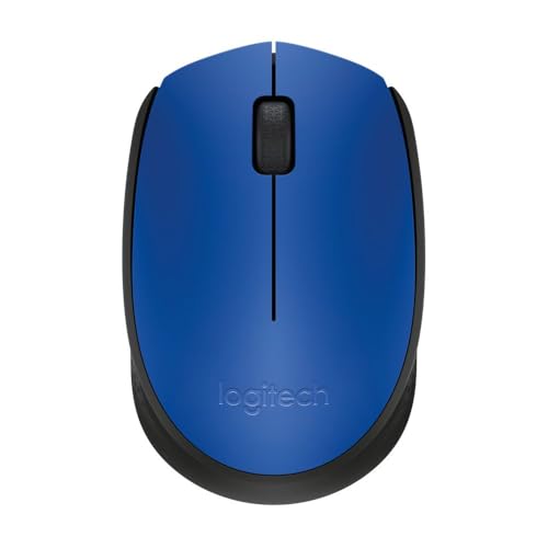 Logitech M170 Compact Ambidextrous 2.4 GHz Wireless Mouse - Blue | Ambidextrous mouse with 2.4 GHz USB-A Nano Receiver, Optical Tracking, 12-Months Battery Life, PC, Mac, Laptop compatible - color: Blue