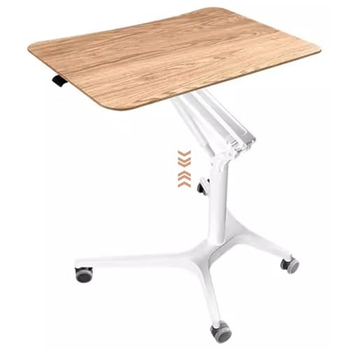 Mobile Laptop Desk Home, Lift Stand Up Desk with Casters, Large Capacity Mobile Study Table, Height Adjustable Sofa Side Table, Easy to Install(White) - color: White