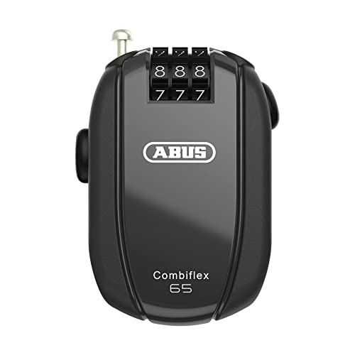 ABUS Combiflex Cable Lock - Lock for securing skis, Helmet, pram and Luggage - Trip 65-65 cm Long - 3 mm Thick - with Number Code - Black - color: Black, size: 65 cm