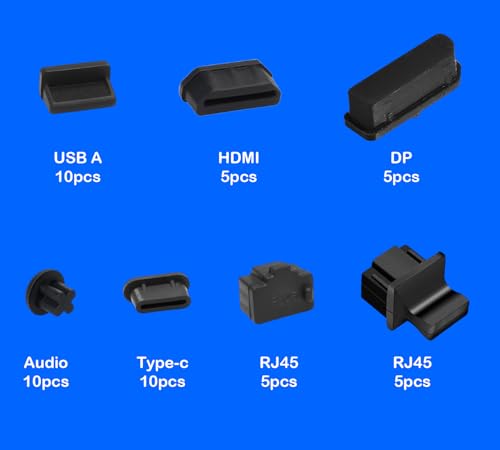 50PCS Silicone Anti Dust Plugs Cover Kit for Computer Laptops Rj45 USB C/A Ethernet Hub HDMI DP Headphones Audio Devices Electronics Ports - size: 7Sizes