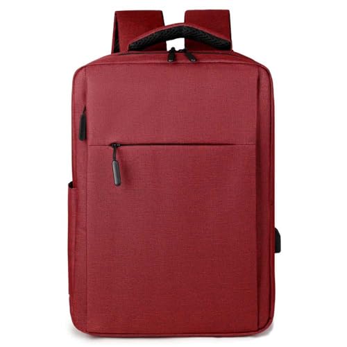 Mens Business Laptop Backpack with USB Charging Port, Multi-functional Travel Backpack, Water-Resistant Casual Daypack (Red) - color: Red