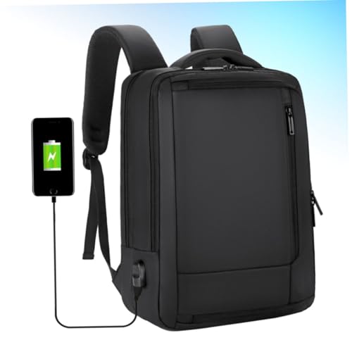Large Capacity USB Charging Laptop Backpack for Men, Business Bookbag with Waterproof Black Exterior, Portable Computer Bag Suitable for Travel and Work