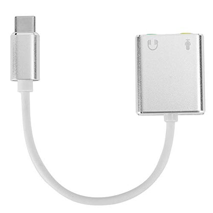 ZJchao Aluminum Alloy External Sound Card USB Type C No Drive Stereo Audio Adapter with Virtual 7.1 Channel for Laptops Tablets Mobile Phones