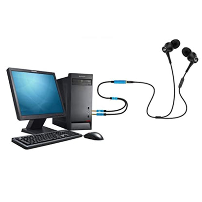 Veemoon 1pc Headset Splitter Adapter Cable Female to Male Audio Connector Microphone and Headphone Splitter for Laptop and Mobile Devices and Versatile Audio Adapter