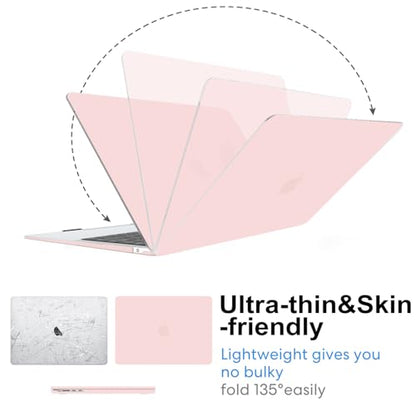 AKIT Compatible with MacBook Air 15 inch Case 2026 2025-2023 M5 M4 M3 M2 A3448 A3241 A3114 A2941, Slim Matte Hard Shell Laptop Case+Screen Protector+Keyboard Cover for MacBook Air 15 inch, Chalk Pink - color: Chalk Pink