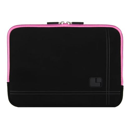 Neoprene Laptop Sleeve for 13 13.3 Inch Laptops Tablets with Padded Lining, Shock Resistant Unisex Laptop Bag for Office, Commute, Travel - color: Black / Pink