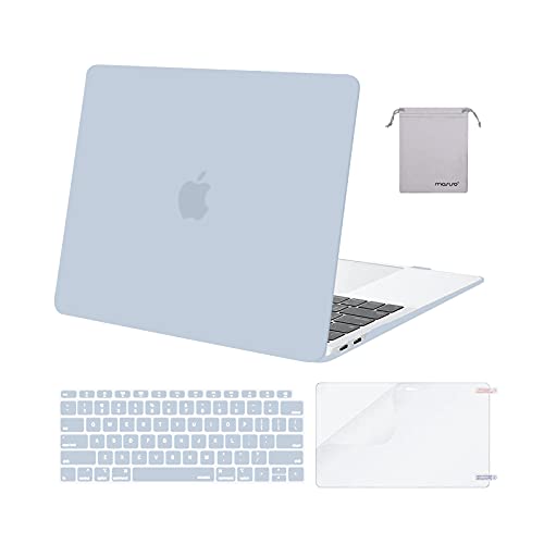 MOSISO Compatible with MacBook Air 13 inch Case M1 2021 2020 2019 2018 | A2337 A2179 A1932, Protective Hard Shell&Keyboard Cover&Screen Film&Pouch for MacBook Air 13.3 inch Case, Baby Blue - color: Baby Blue