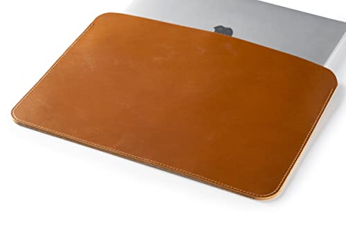 Leather Laptop Sleeve, Handmade Slim Case for MacBook Air 13" (M2) 2024, (M3) 2024 & 15 inch (M3) 2041 - color: Light Tobacco, size: 13"