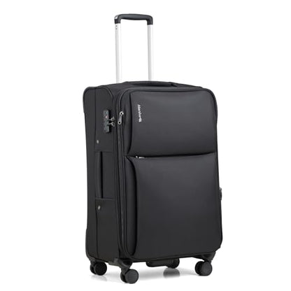 Hanke 24 Inch Luggage Expandable Softside Checked Suitcases with Spinner Wheels, Upright Rolling Luggage Suitcases Travel TSA Luggage Bag for Women Men(Black) - color: Black, size: 24 Inch Checked in