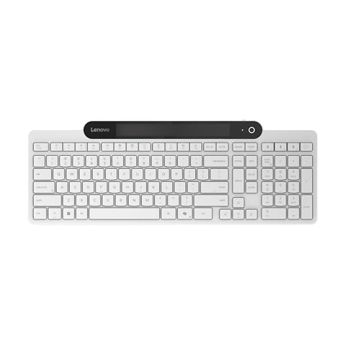 Lenovo 800 Self-Charging Bluetooth Keyboard, Uses Ambient Light for Charging, Bluetooth 5.1, Supports 3 Devices, Battery Free, Wireless, White - color: White