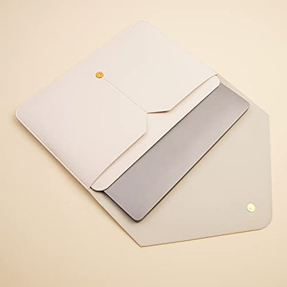 PU Leather Laptop Sleeve for 15.3 inch MacBook Air 2023/2024, Surface Laptop 15/Book 13.5/Studio - White - color: White, size: 14-15 Inch