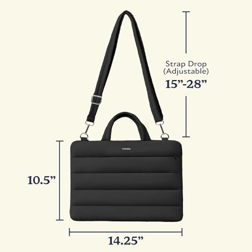 Vandel 13-14 inch Laptop Carrying Case Sleeve w. Strap, Shoulder Bag Handle | Fits MacBook Air 13 Inch MacBook Pro 14 Carrying Case Messenger, Laptop Computer Bag for Women, Hidden Front Zipper Pocket - color: 4. Black, size: 13-14 Inch
