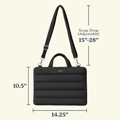 Vandel 13-14 inch Laptop Carrying Case Sleeve w. Strap, Shoulder Bag Handle | Fits MacBook Air 13 Inch MacBook Pro 14 Carrying Case Messenger, Laptop Computer Bag for Women, Hidden Front Zipper Pocket - color: 4. Black, size: 13-14 Inch