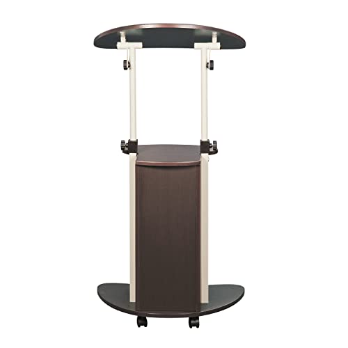 Techni Mobili Sit-to-Stand Rolling Adjustable Storage Medical Laptop Computer Cart, Chocolate, B005 | Adjustable height rolling laptop cart with storage, open shelf, wheels, sit‑to‑stand ideal for podium office medical use - color: Chocolate